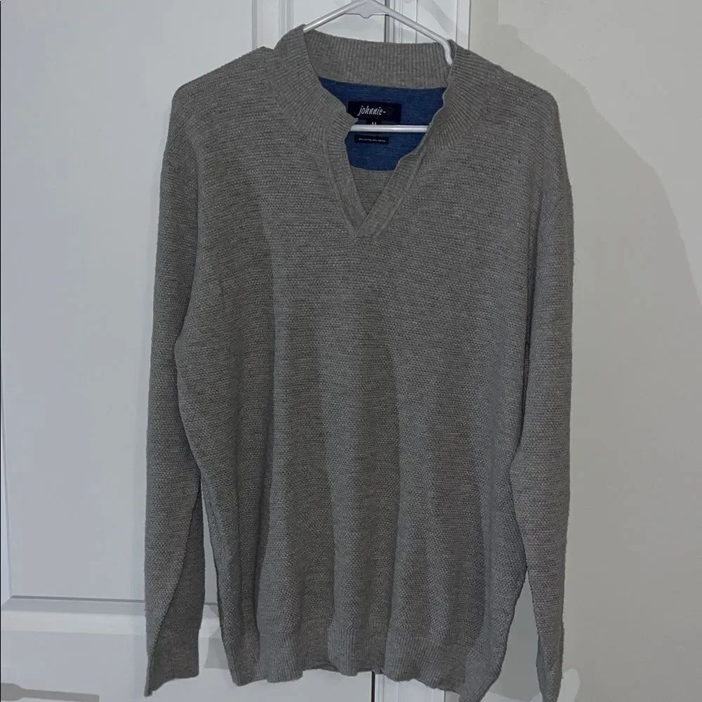 Johnnie-O Cotton Acrylic gray surf V neck sweater sweatshirt shirt M